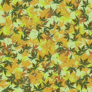background of maple leaves in light green tones