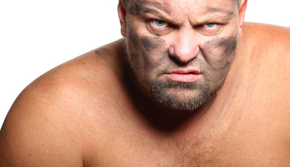 Obraz premium Face of an angry, wicked man, bearded man