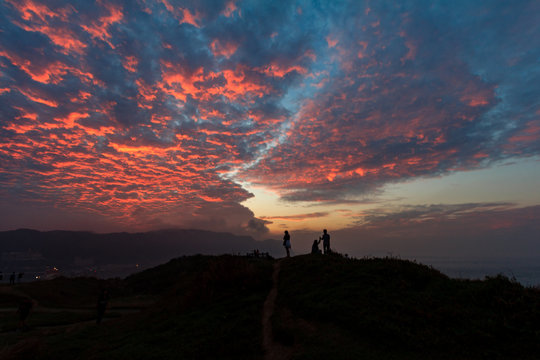 pink sky sunset taiwan ocean