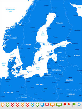 Baltic Sea Area Map - Vector Illustration