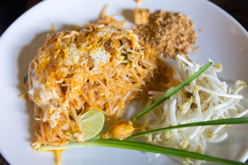 Thai Fried Noodles on white dish