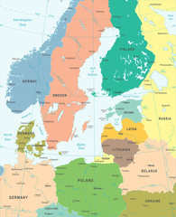Naklejka premium Baltic Sea Area Map - Vector Illustration