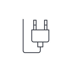 Electric Plug thin line icon. Linear vector illustration. Pictogram isolated on white background