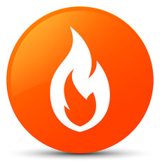 Fire flame icon orange round button