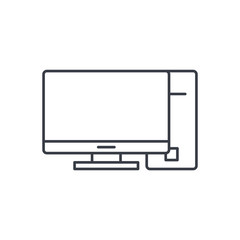 computer, desktop thin line icon. Linear vector illustration. Pictogram isolated on white background