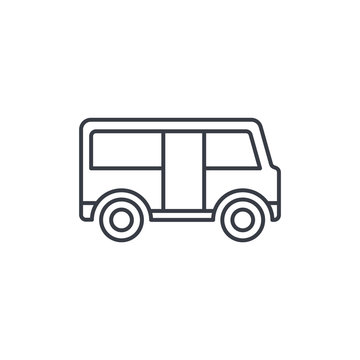 passenger bus thin line icon. Linear vector illustration. Pictogram isolated on white background
