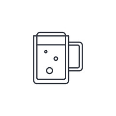 beer glass whith foam thin line icon. Linear vector illustration. Pictogram isolated on white background