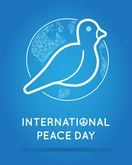 Naklejka premium International Peace Day with Dove. Vector.
