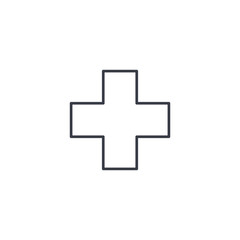 first aid, pharmacy, medical cross thin line icon. Linear vector illustration. Pictogram isolated on white background