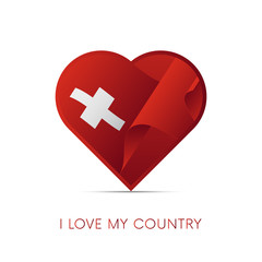 Switzerland flag in heart. I love my country. sign. Vector illustration.