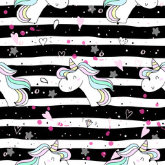 cute unicorn on a pink backgroun. vector pattern © iryna_boiko