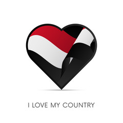 Yemen flag in heart. I love my country. sign. Vector illustration.