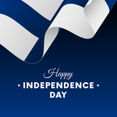 Banner or poster of Finland independence day celebration. Waving flag. Vector illustration.