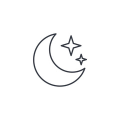 night, Moon and star thin line icon. Linear vector illustration. Pictogram isolated on white background