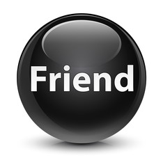 Friend glassy black round button
