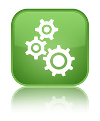 Gears icon special soft green square button