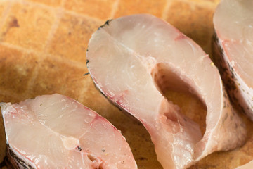 fresh pieces of fish, pike.