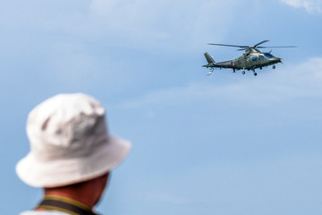 Man watching on helicopter