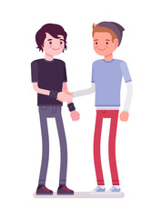 Young men handshaking