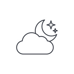 night weather, cloud and moon thin line icon. Linear vector illustration. Pictogram isolated on white background