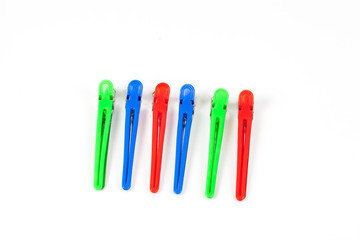 Colorful hair clip on white background