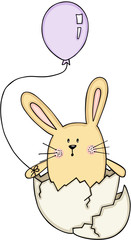 Funny egg rabbit with a balloon
