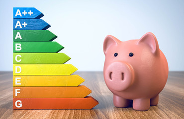 Energieeffizienz mit Sparschwein aus Knetmasse