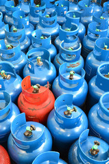 Blue and orange LPG tank