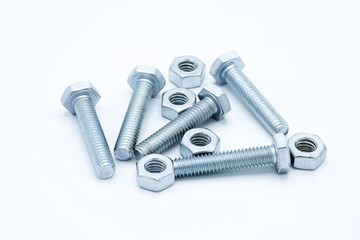 nuts and bolts isolated on white background