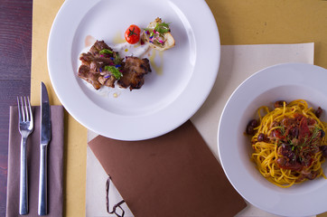 main courses ready in a gourmet restaurant