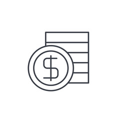 banking, money, dollar coins thin line icon. Linear vector illustration. Pictogram isolated on white background