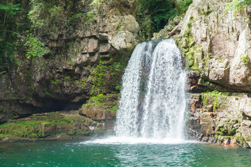 Fototapeta na wymiar Sandankyo(NIDANTAKI Two-stage waterfall) in Hiroshima,Japan