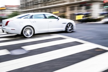 Car on the pedestrian crossing