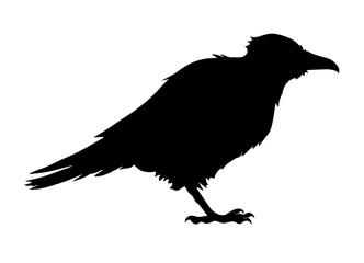 Big monster crow silhouette. Cartoon style. Concept design for halloween banner, greeting card or invites. Vector illustration