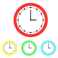 Set of vector dials. Colorful office clocks with arrows