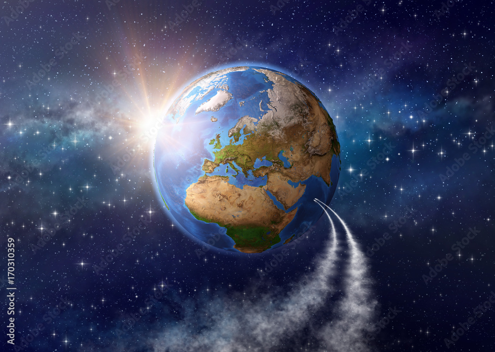 Wall mural space travel - returning to earth