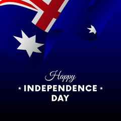 Banner or poster of Australia independence day celebration. Waving flag. Vector illustration.