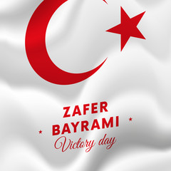 Zafer bayrami. Victory Day Turkey. 30 august. Waving flag. Vector illustration.