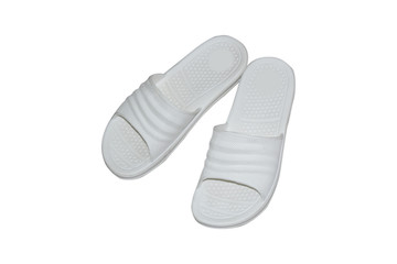 White rubber shoes  ,isolated on white background with clipping path.
