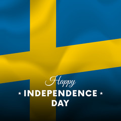 Banner or poster of Sweden independence day celebration. Waving flag. Vector illustration.