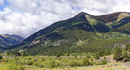 Fototapeta na wymiar Rocky Mountain view from State Highway 82 near Twin Lakes, Colorado, U.S.A.