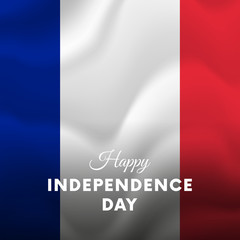 Banner or poster of France independence day celebration. Waving flag. Vector illustration.