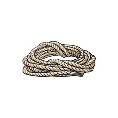 Roll of ship rope, side view cartoon vector illustration isolated on white background. Cartoon illustration of rolled up ship rope for anchoring, docking - obrazy, fototapety, plakaty