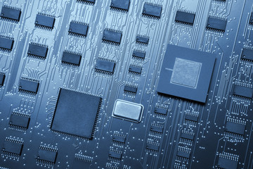 Technology Digital Electronic abstract concept blue tone background with copy space. Electronic...