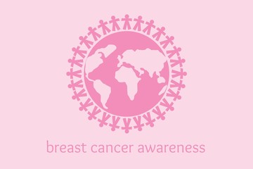 World map and breast cancer awareness concept