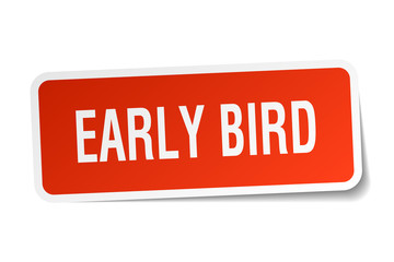 early bird square sticker on white