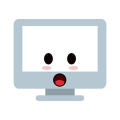 computer monitor kawaii style icon image vector illustration design 