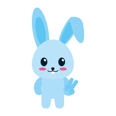 rabbit or bunny peace cute animal icon image vector illustration design 