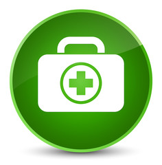 First aid kit icon elegant green round button