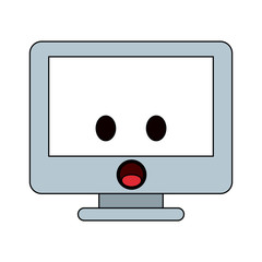computer monitor kawaii style icon image vector illustration design 